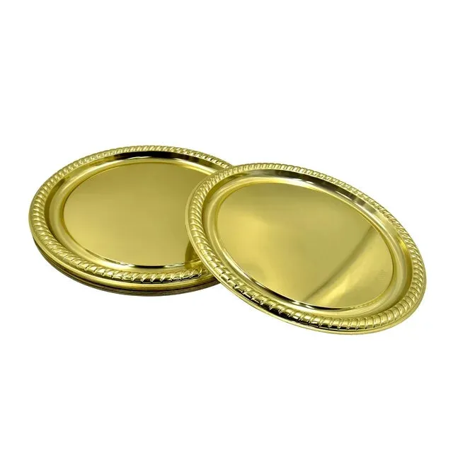 11.5" Gold Round Metallic Serving Plastic Tray