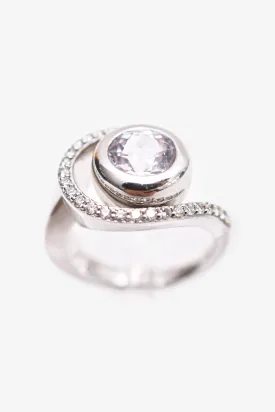 18K White Gold Diamond Set Freshwater Pearl Cocktail Ring