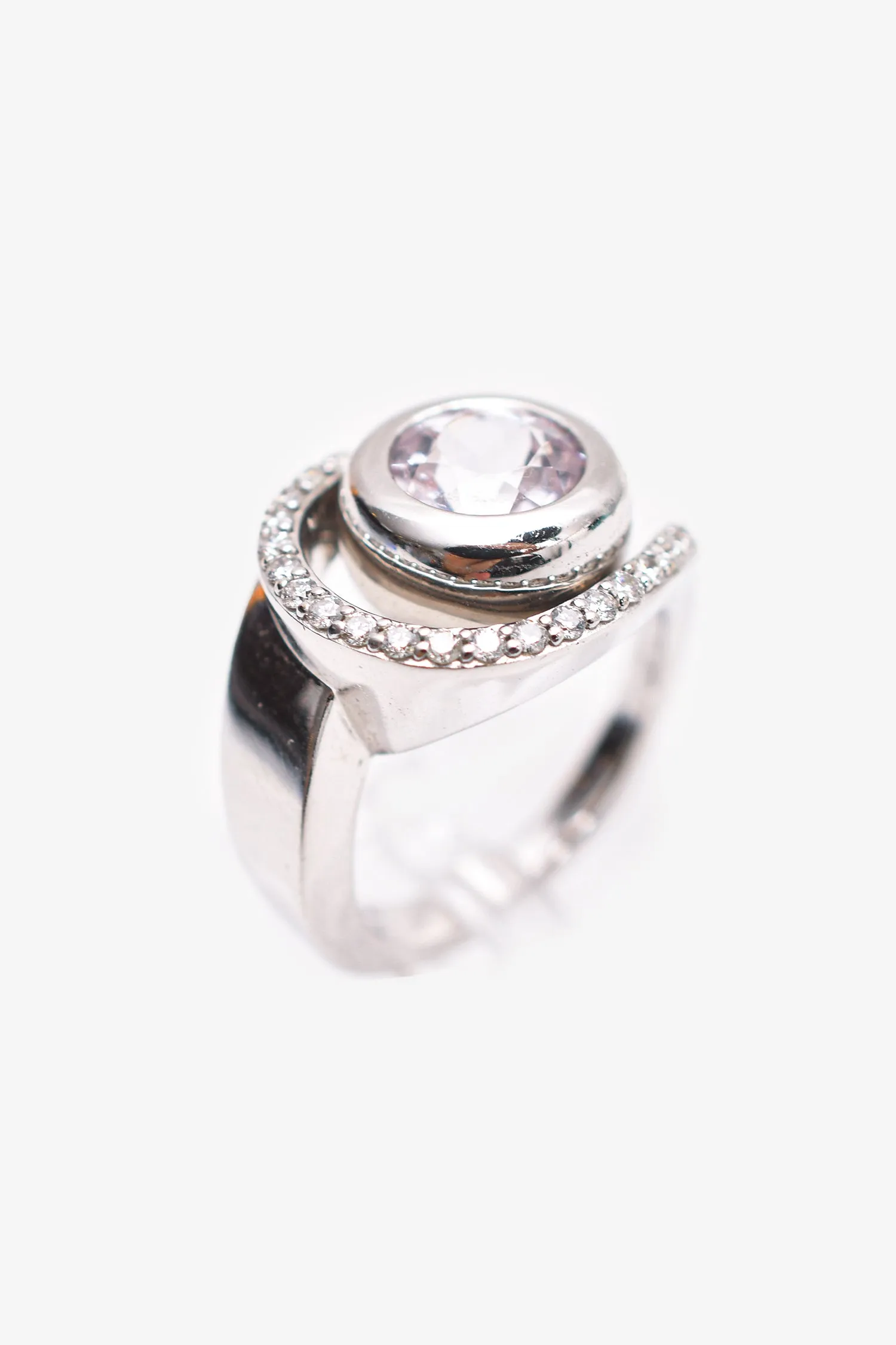 18K White Gold Diamond Set Freshwater Pearl Cocktail Ring