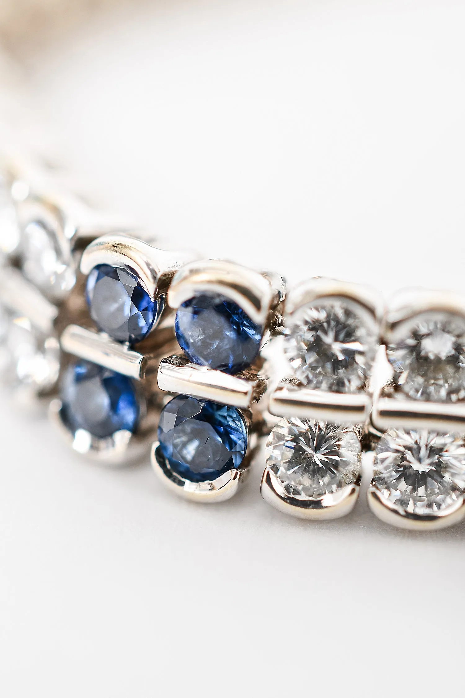 18K White Gold Sapphire & Diamond Double Row Tennis Bracelet