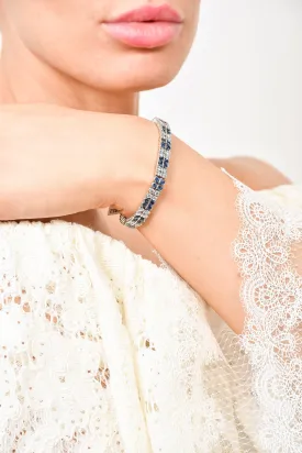 18K White Gold Sapphire & Diamond Double Row Tennis Bracelet