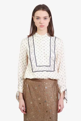 3.1 Phillip Lim Ivory Silk Patterned Button-Down Blouse Size 2