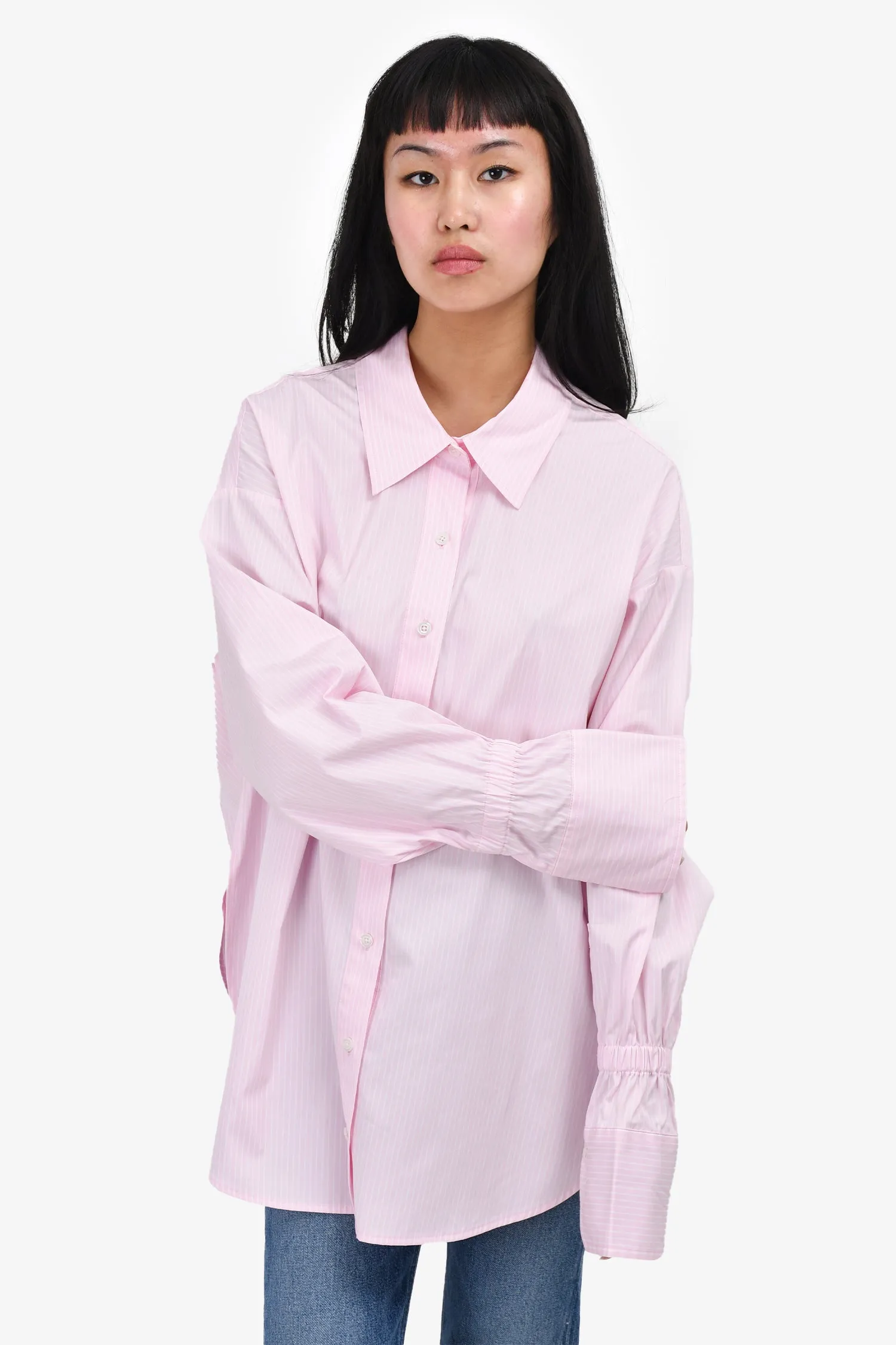 A.L.C Pink/White Pinstripe Button Down Shirt Size 4