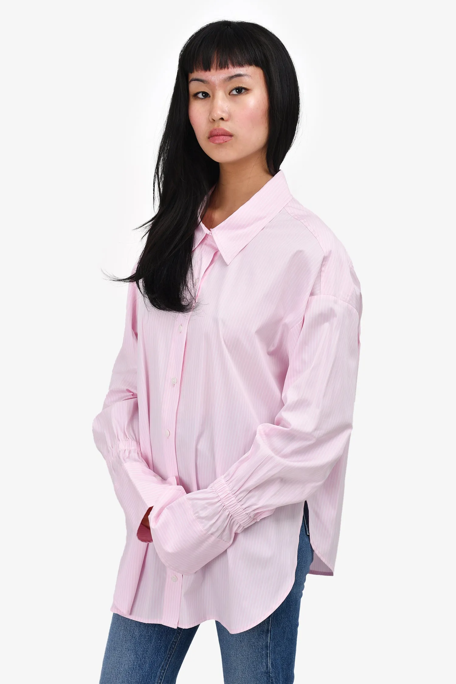 A.L.C Pink/White Pinstripe Button Down Shirt Size 4