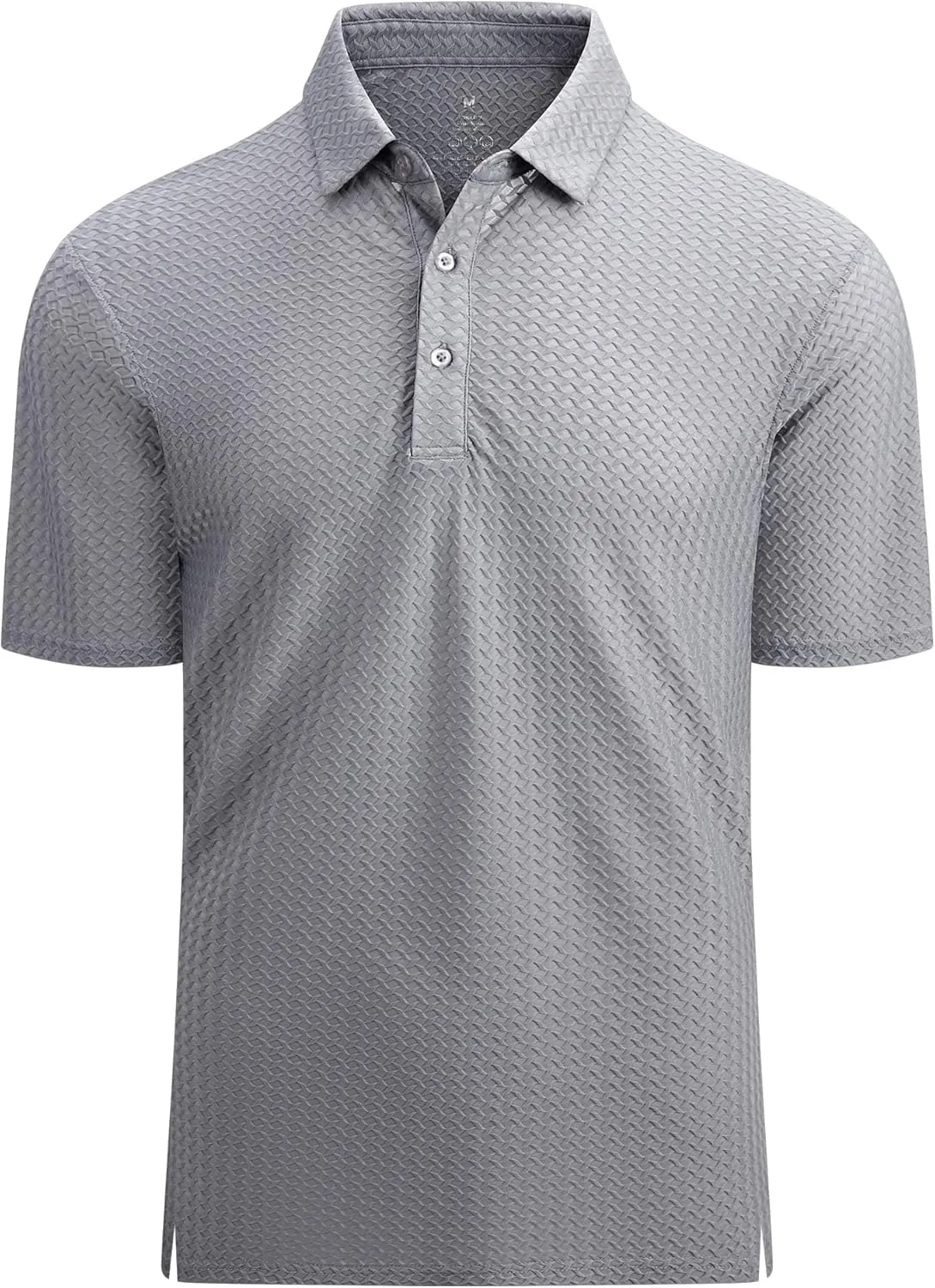Alex Vando Mens Bubble Jacquard Polo Shirt Super Stretch Short Sleeve Polo Shirts for Men
