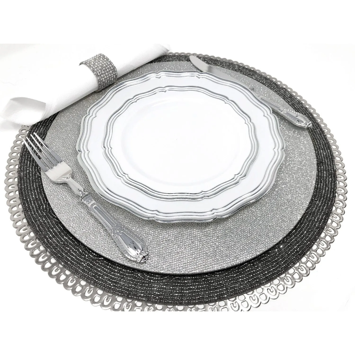 Aristocrat Collections Salad Plate White & Silver 7.5"