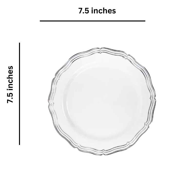 Aristocrat Collections Salad Plate White & Silver 7.5"