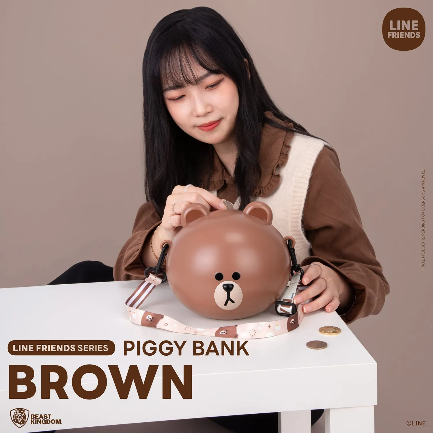 Beast Kingdom Line Friends Series Piggy Bank Brown