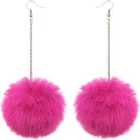 Bohemia Colorful Faux Fur Ball Tassel Earrings Handmade Lightweight Soft Plush Pom Pom Dangle Drop Earring for Women Thanksgiving Christmas Gifts Winter Jewelry