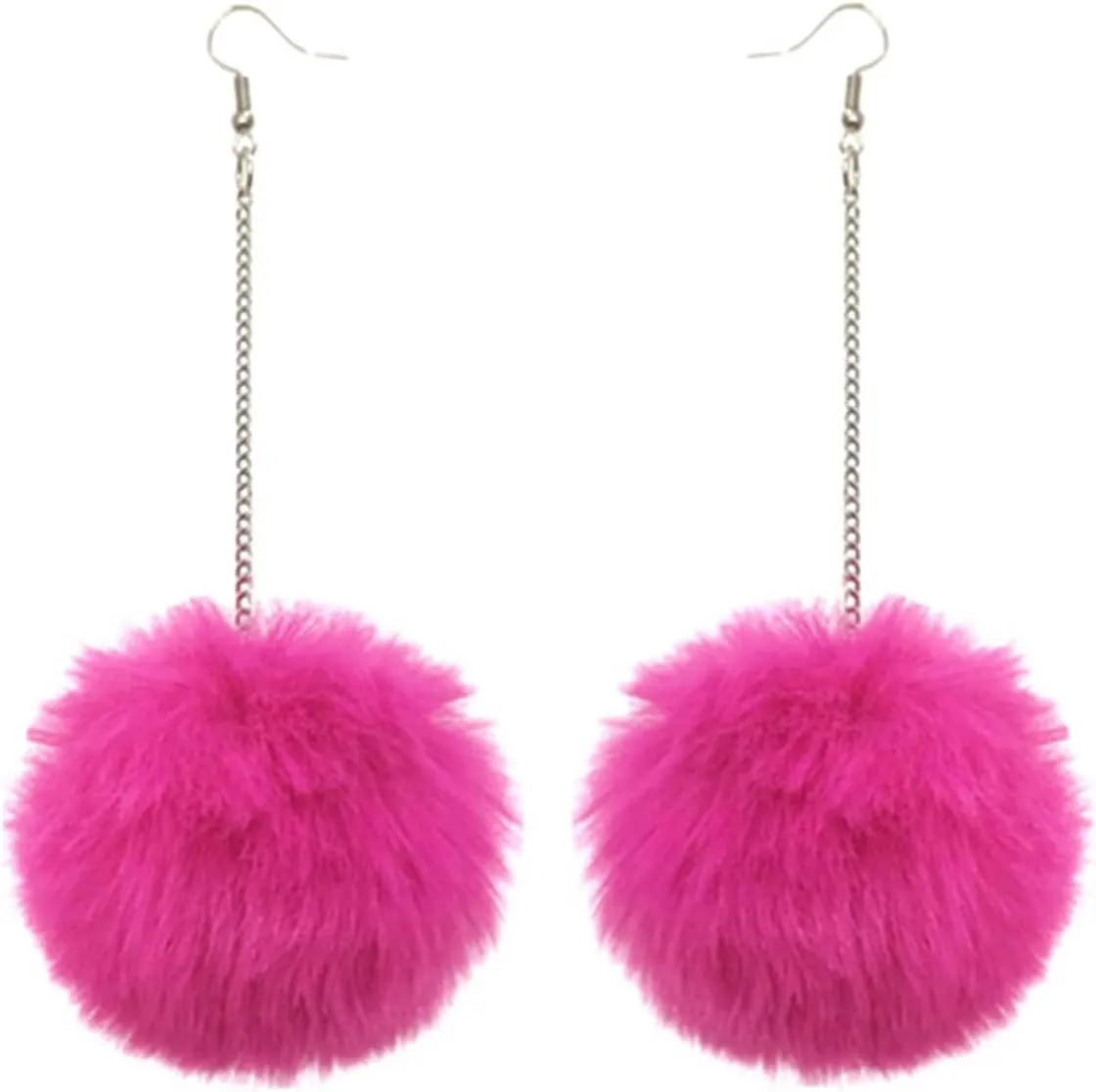Bohemia Colorful Faux Fur Ball Tassel Earrings Handmade Lightweight Soft Plush Pom Pom Dangle Drop Earring for Women Thanksgiving Christmas Gifts Winter Jewelry