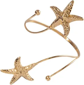 Bohemia Upper Arm Bracelets Gold Silver Butterfly Flower Starfish Seashell Coil Swirl Leaf Armband Bracelet Adjustable Metal Open Upper Arm Cuff Bangle for Women Boho Jewelry Gifts