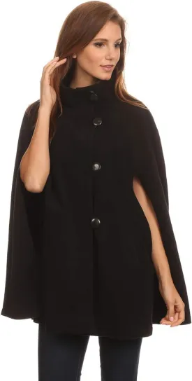 BYOS Womens Winter Stylish Oversized Solid Plaid Fleece Poncho Blanket Wrap Cape