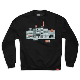 Chocolate Pixel City Crew Fleece Black