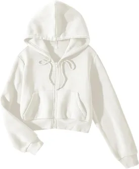Cioatin Women Fleece Zip Up Crop Hoodies Sweatshirt Y2K Fall Trendy Long Sleeve Athletic Workout Pullover Jacket Sweater