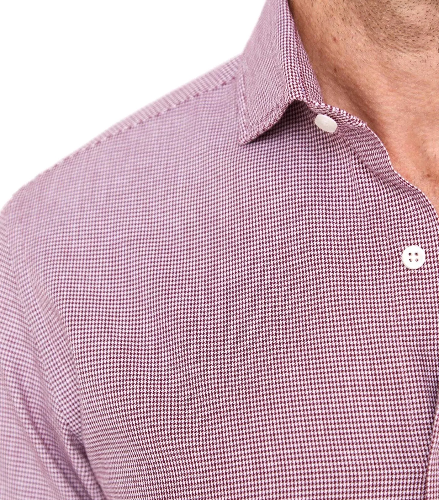 Cotton Houndstooth Shirt Wine