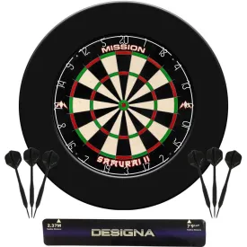 DARTSTORE – The Complete Kit : Pro Surround, Samurai II Dartboard, Throwline Oche, 6 Darts