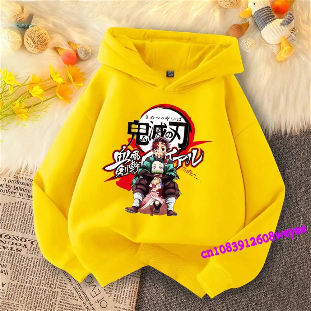 Demon Slayer Spring And Autumn Children Boys And Girls With Hoodie Sweater Top Cartoon Printing Children's Sportswear Coat Baby