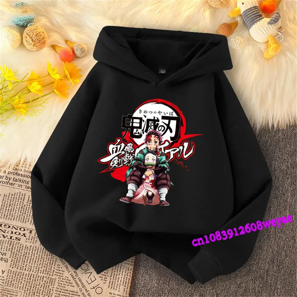 Demon Slayer Spring And Autumn Children Boys And Girls With Hoodie Sweater Top Cartoon Printing Children's Sportswear Coat Baby