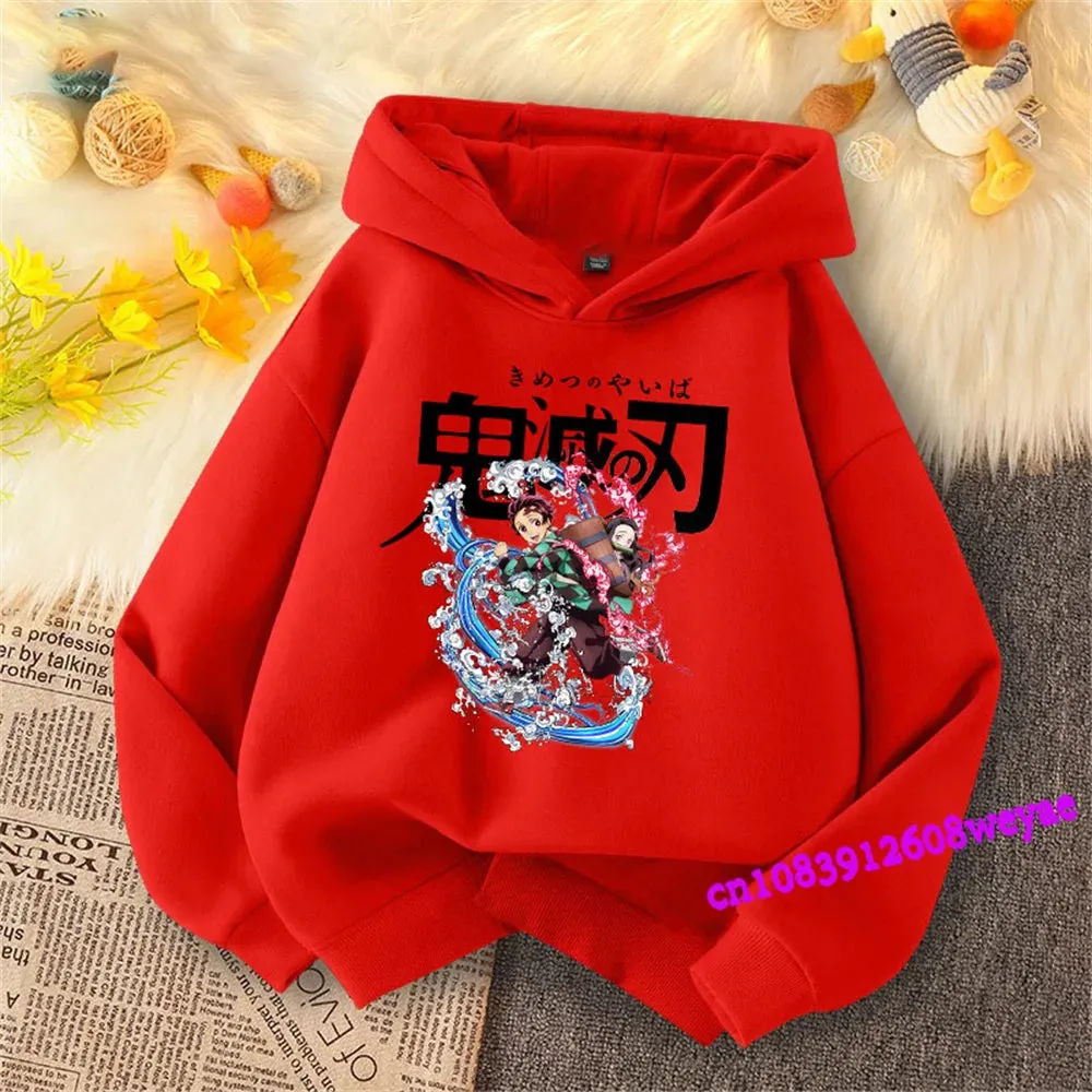 Demon Slayer Spring And Autumn Children Boys And Girls With Hoodie Sweater Top Cartoon Printing Children's Sportswear Coat Baby