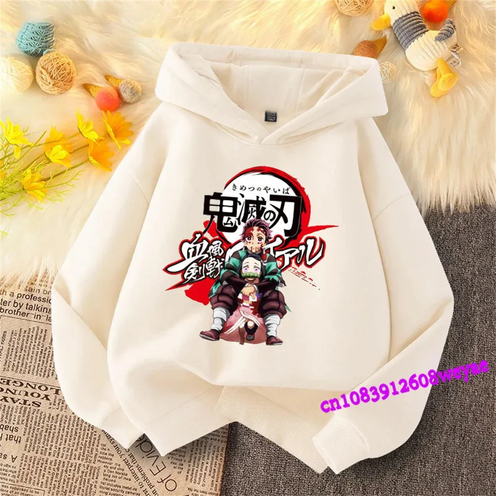 Demon Slayer Spring And Autumn Children Boys And Girls With Hoodie Sweater Top Cartoon Printing Children's Sportswear Coat Baby