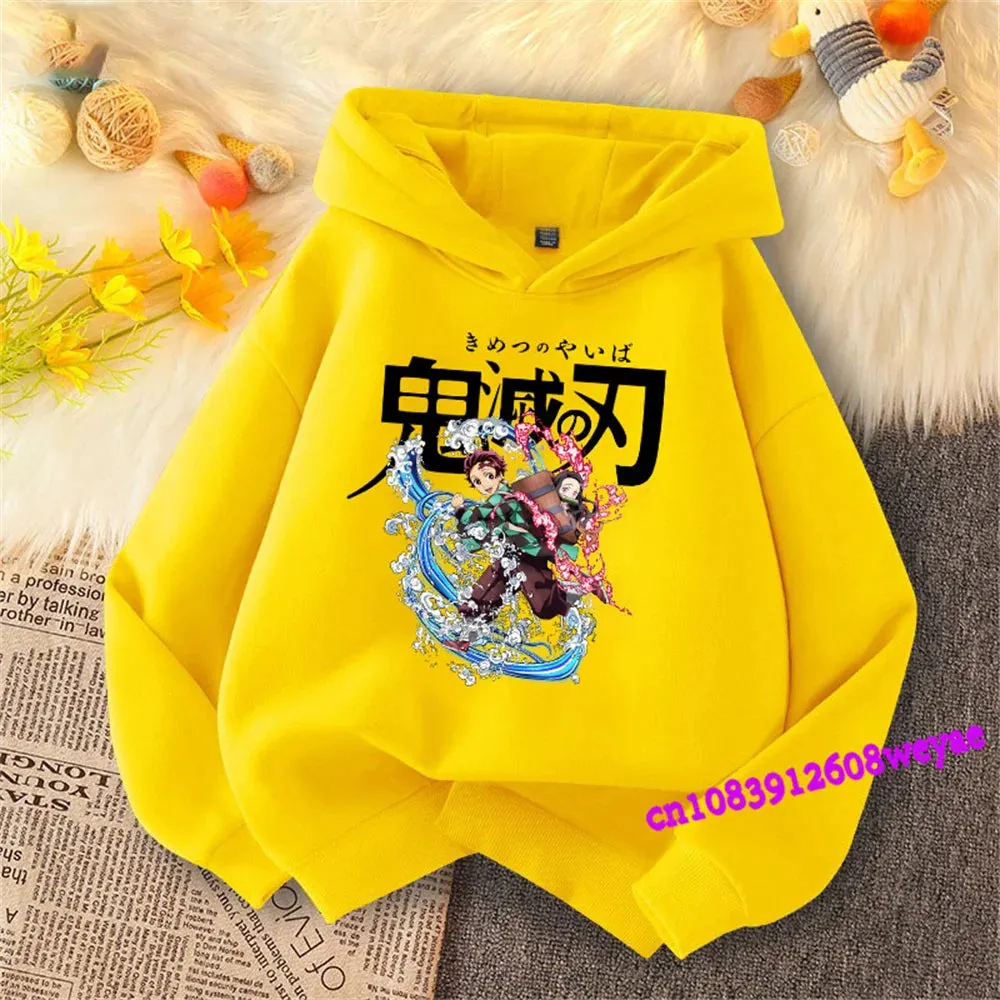 Demon Slayer Spring And Autumn Children Boys And Girls With Hoodie Sweater Top Cartoon Printing Children's Sportswear Coat Baby