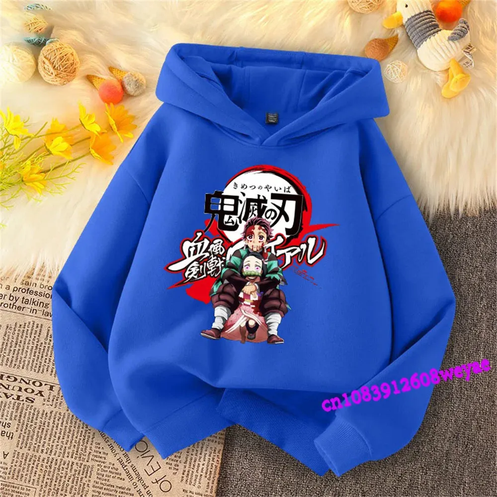 Demon Slayer Spring And Autumn Children Boys And Girls With Hoodie Sweater Top Cartoon Printing Children's Sportswear Coat Baby