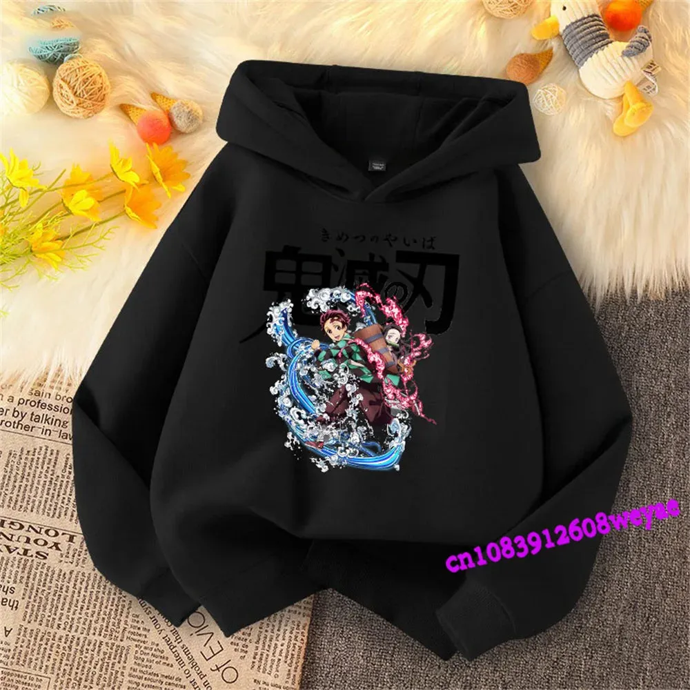 Demon Slayer Spring And Autumn Children Boys And Girls With Hoodie Sweater Top Cartoon Printing Children's Sportswear Coat Baby