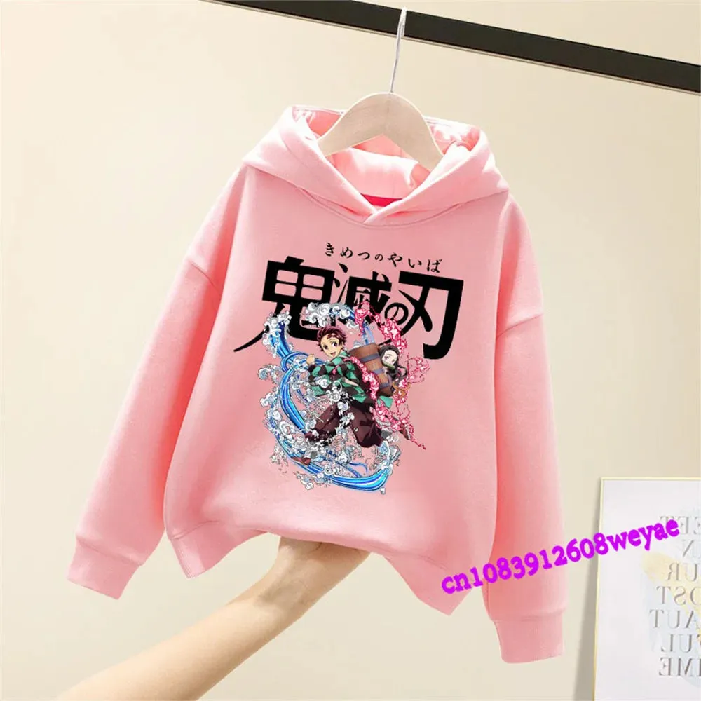 Demon Slayer Spring And Autumn Children Boys And Girls With Hoodie Sweater Top Cartoon Printing Children's Sportswear Coat Baby