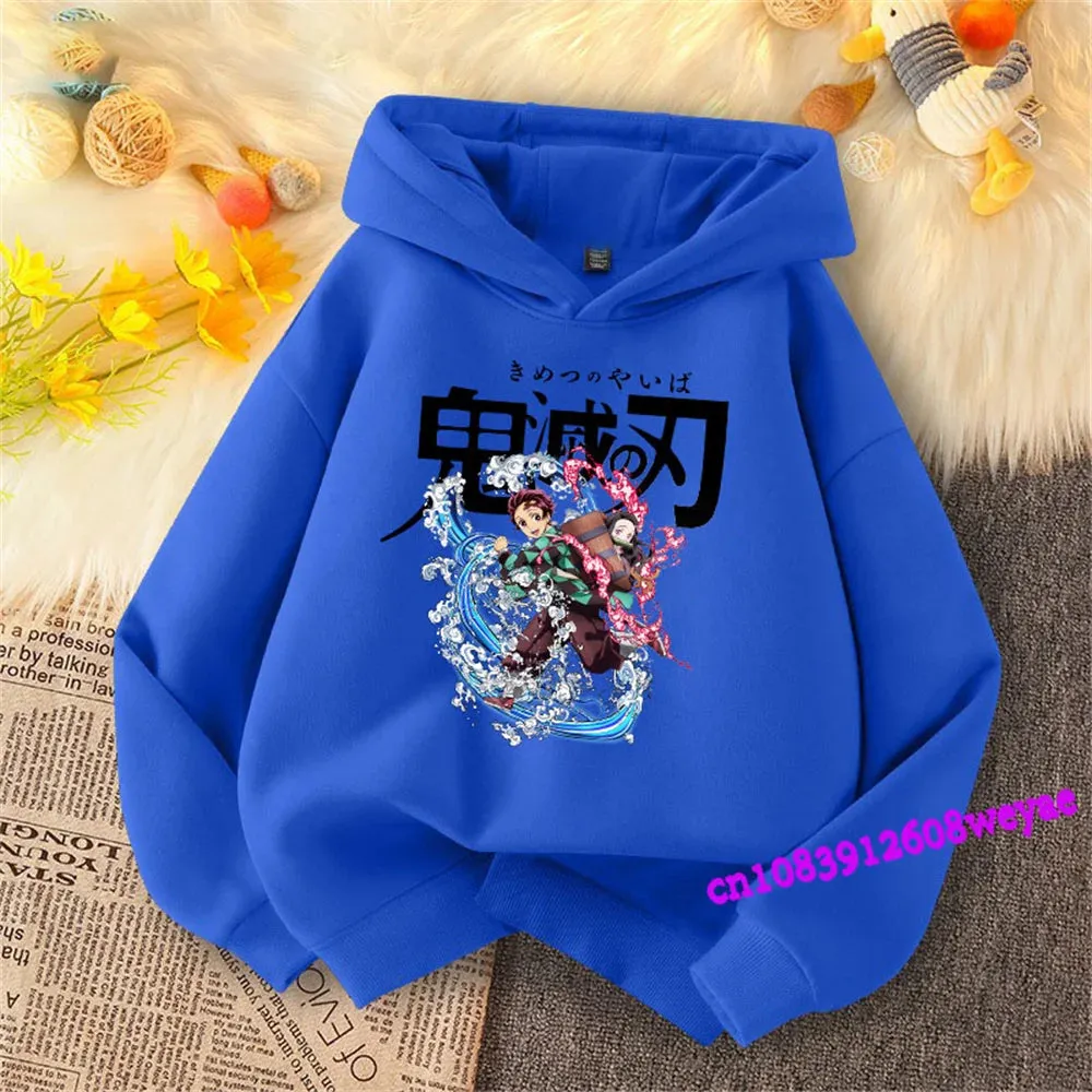 Demon Slayer Spring And Autumn Children Boys And Girls With Hoodie Sweater Top Cartoon Printing Children's Sportswear Coat Baby