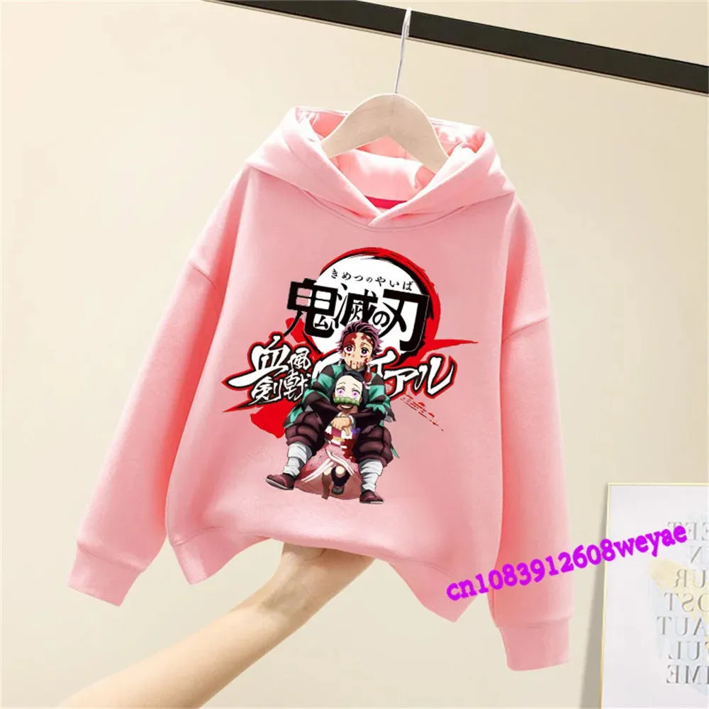 Demon Slayer Spring And Autumn Children Boys And Girls With Hoodie Sweater Top Cartoon Printing Children's Sportswear Coat Baby