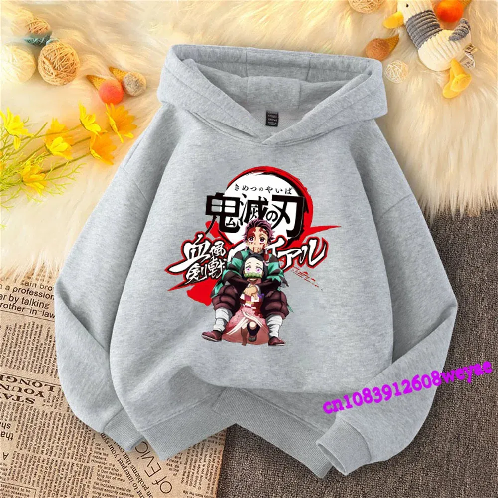 Demon Slayer Spring And Autumn Children Boys And Girls With Hoodie Sweater Top Cartoon Printing Children's Sportswear Coat Baby