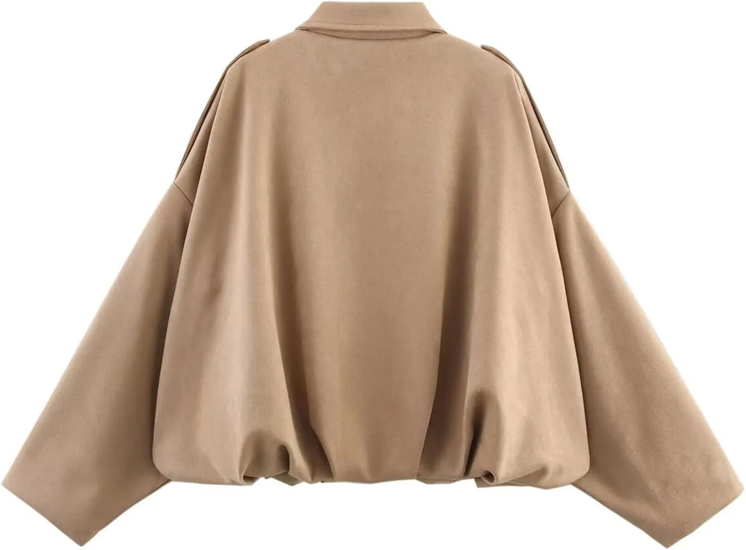 Faux Suede Jacket Women Oversized Long Sleeve Zip Up Epaulet Bomber Leather Jackets Oversized Casual Coat