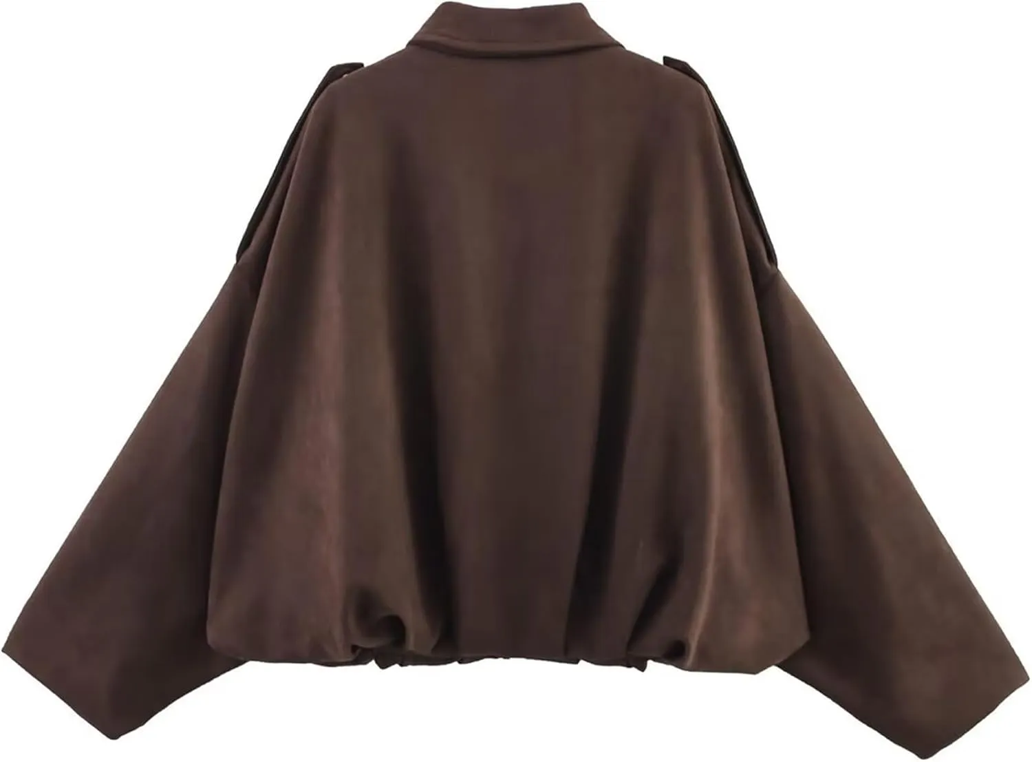 Faux Suede Jacket Women Oversized Long Sleeve Zip Up Epaulet Bomber Leather Jackets Oversized Casual Coat
