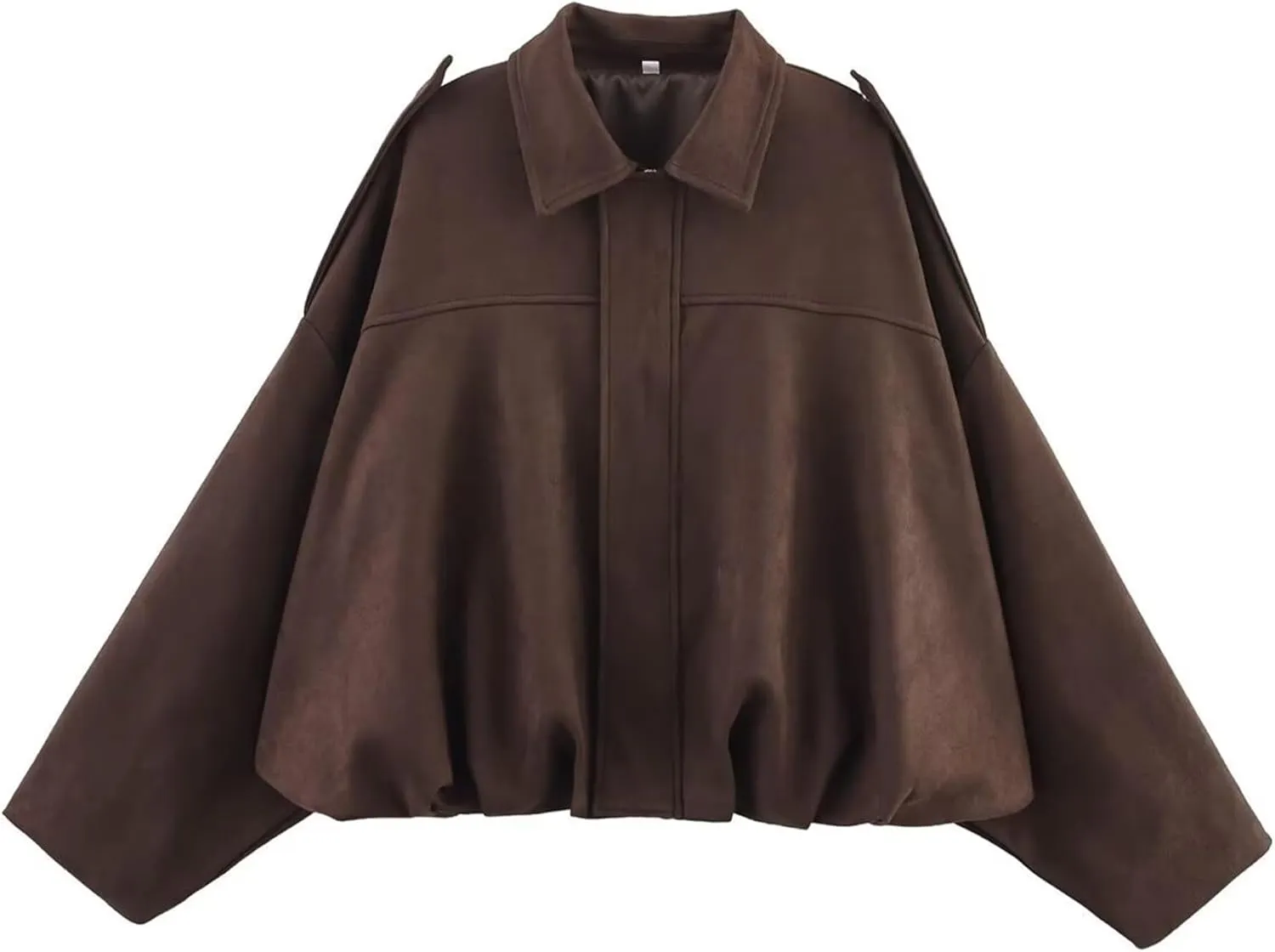 Faux Suede Jacket Women Oversized Long Sleeve Zip Up Epaulet Bomber Leather Jackets Oversized Casual Coat