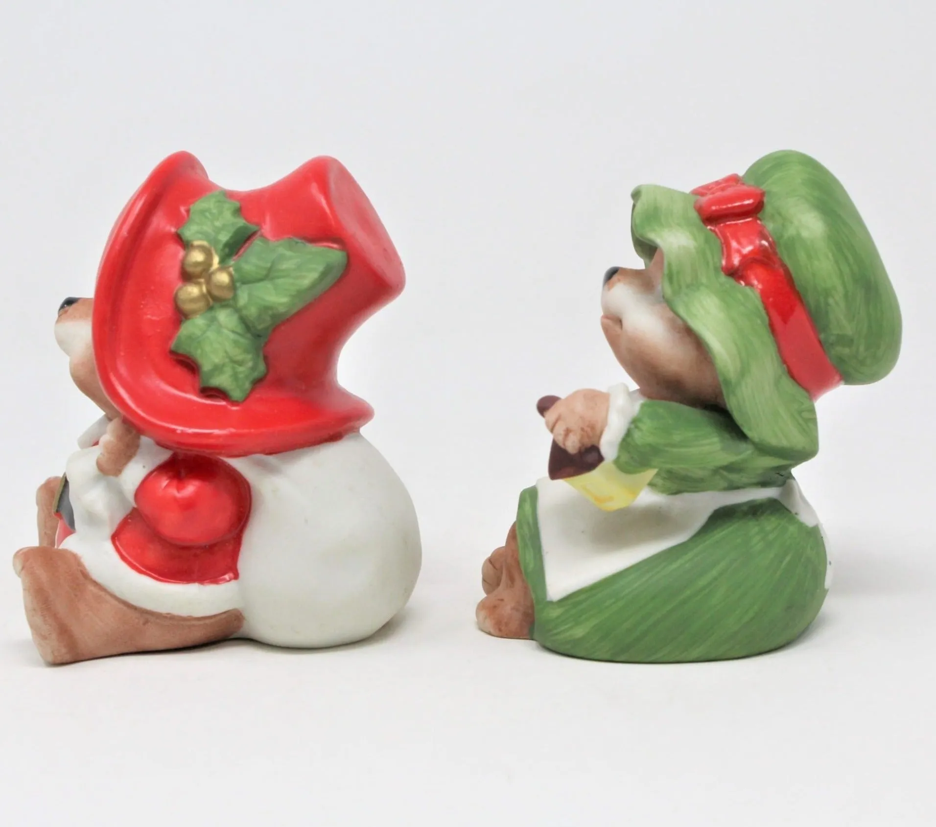 Figurine, HomCo, Christmas Bears, Set of 2 Porcelain, Vintage