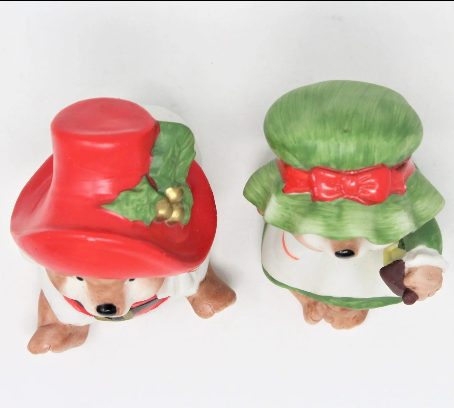 Figurine, HomCo, Christmas Bears, Set of 2 Porcelain, Vintage