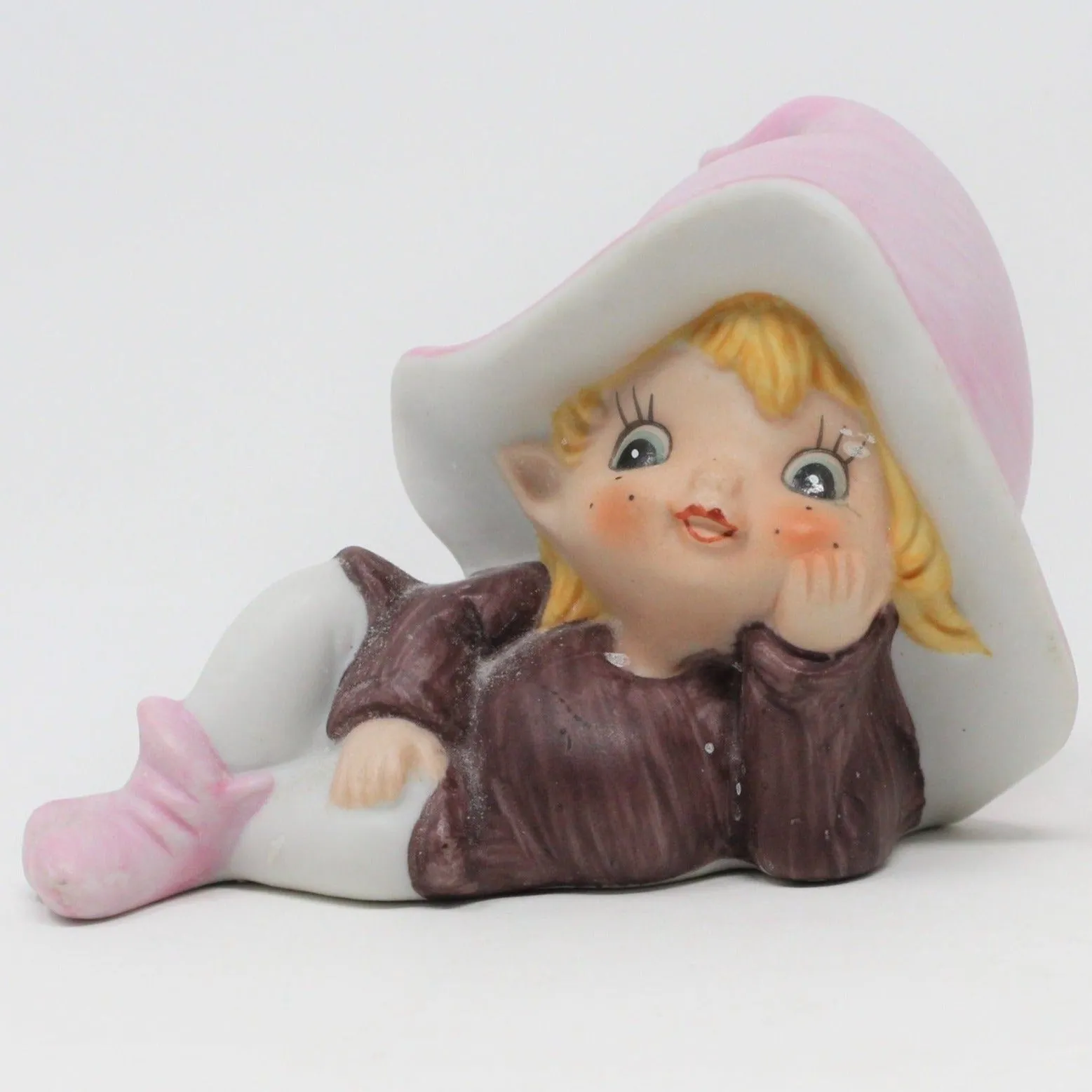 Figurine, HomCo, Pixie / Elf, #5213, Pink and Purple, Vintage, SOLD