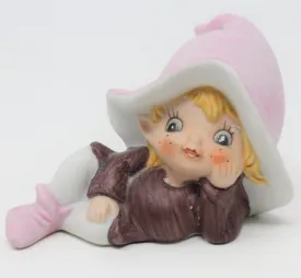 Figurine, HomCo, Pixie / Elf, #5213, Pink and Purple, Vintage, SOLD