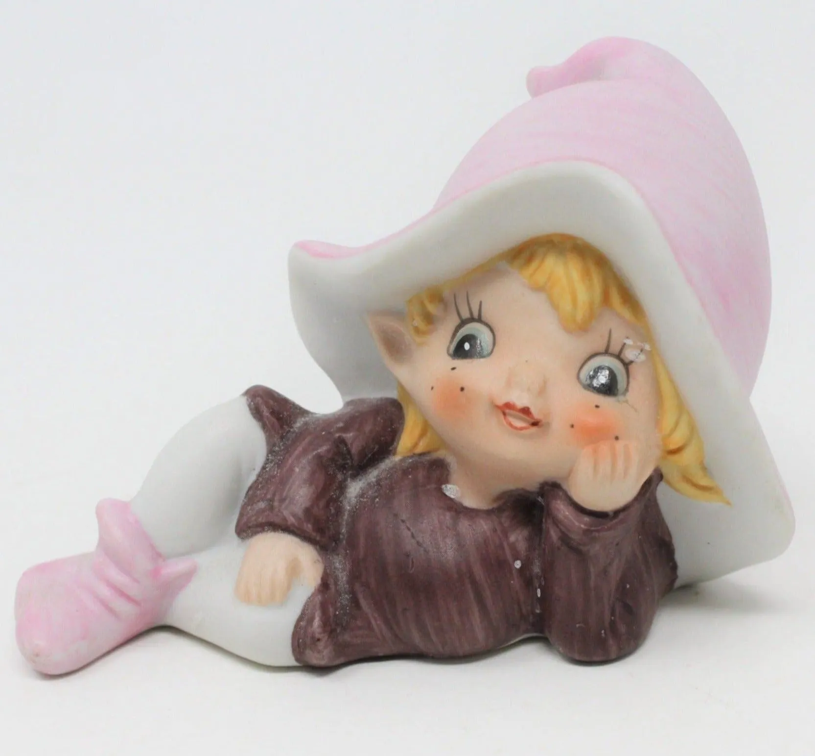 Figurine, HomCo, Pixie / Elf, #5213, Pink and Purple, Vintage, SOLD