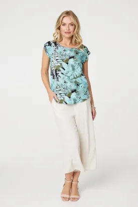 Floral Print Cap Sleeve Shell Top
