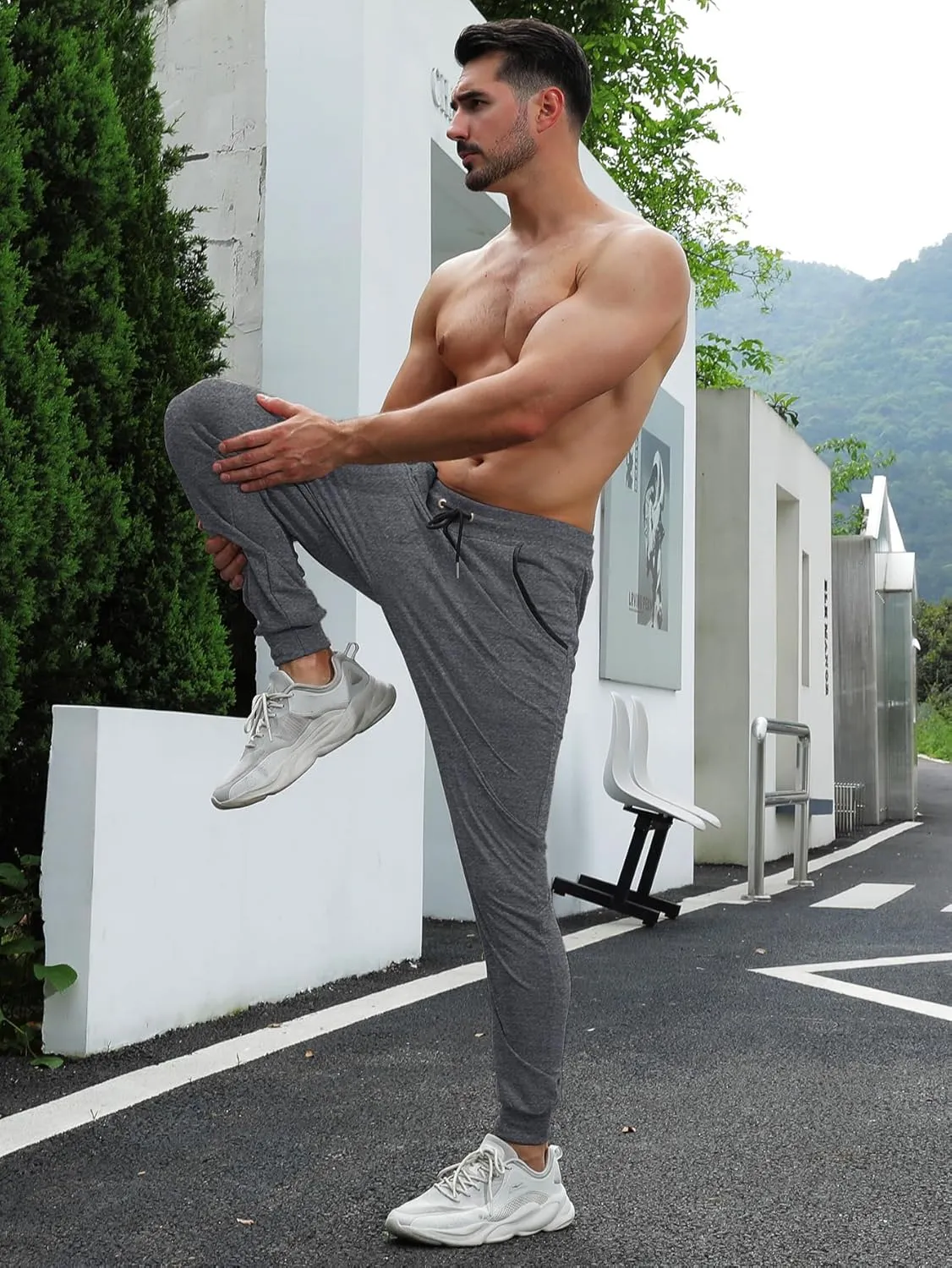 FLYFIREFLY Men's Jogger Sweatpants Gym Workout Running Pants Athletic Bottom Training Track Pants Joggers for Men