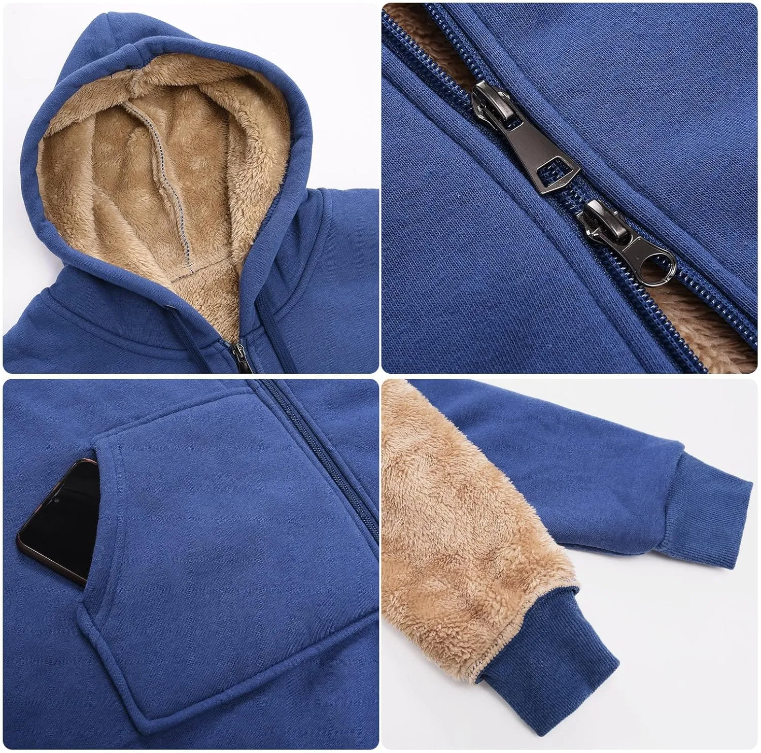 HEEKPEK Women's Long Hoodies Tunic Winter Fleece Jackets Casual Zip up Hoodies Soft Sherpa Sweatshirts Warm Long Coats
