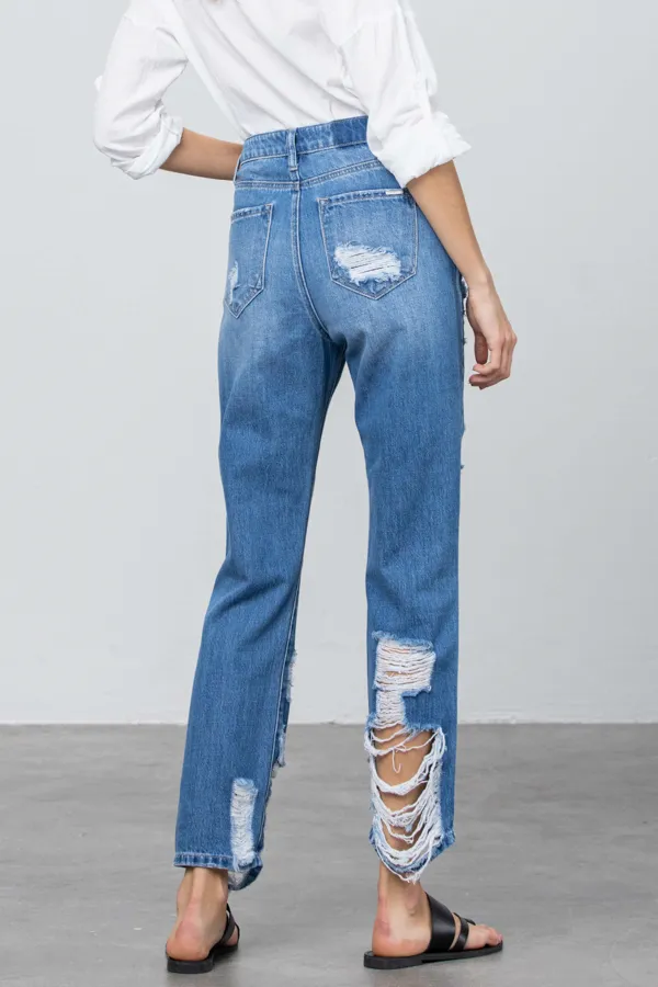 Hit the Mood Destroyed Straight Jeans