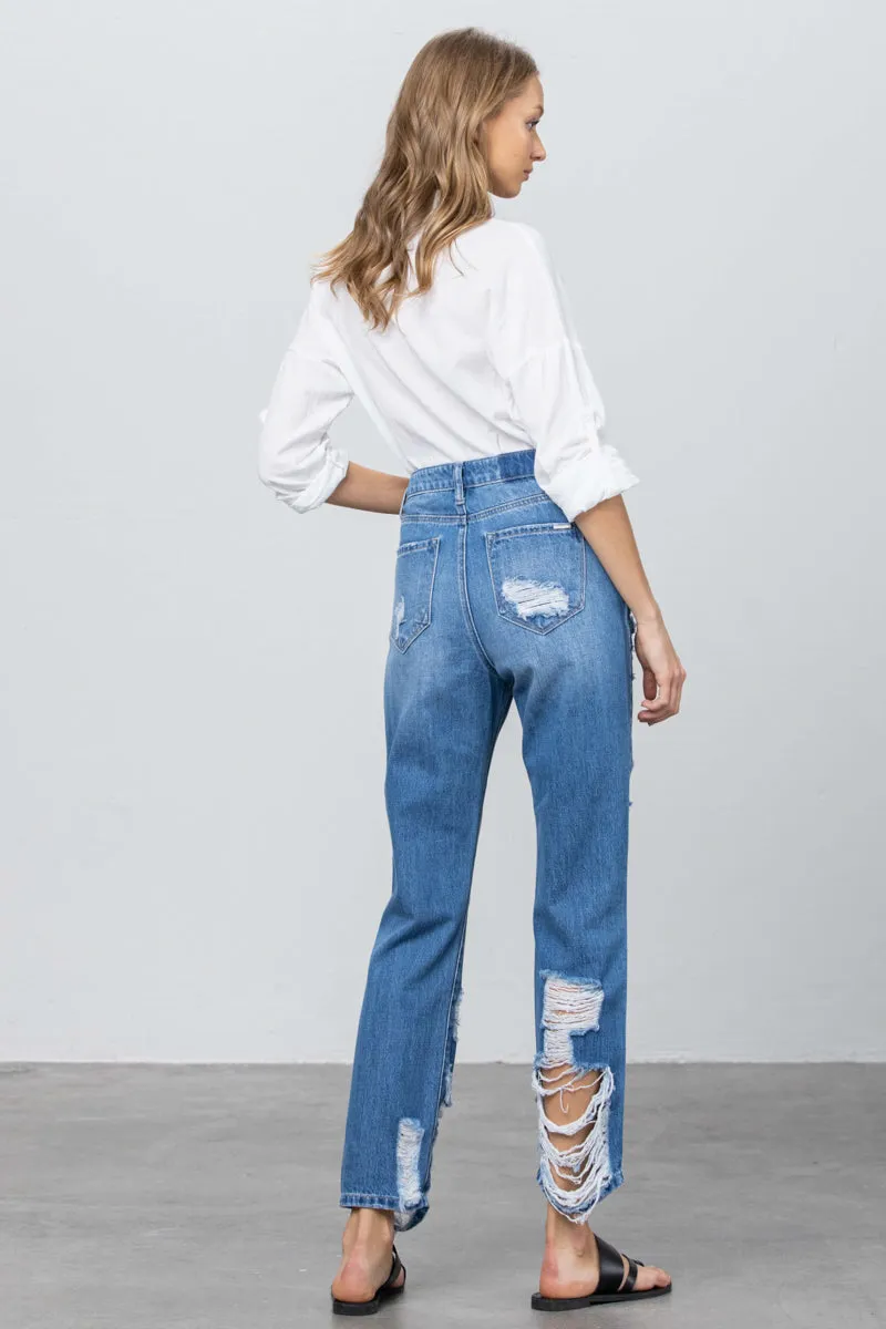 Hit the Mood Destroyed Straight Jeans