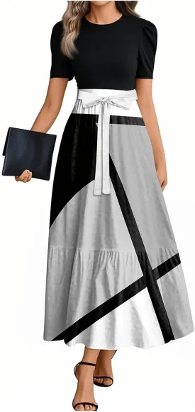 Maxi Dresses for Women 2025 Vacation Short Sleeve Floral Long Dress Spring Fashion Sundress Elegant Teacher Dresses