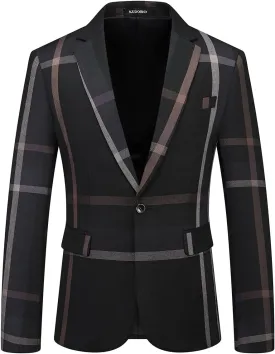Mens Plaid Blazer Sports Coat Casual Slim Fit Checkered Blazer for Men Wedding