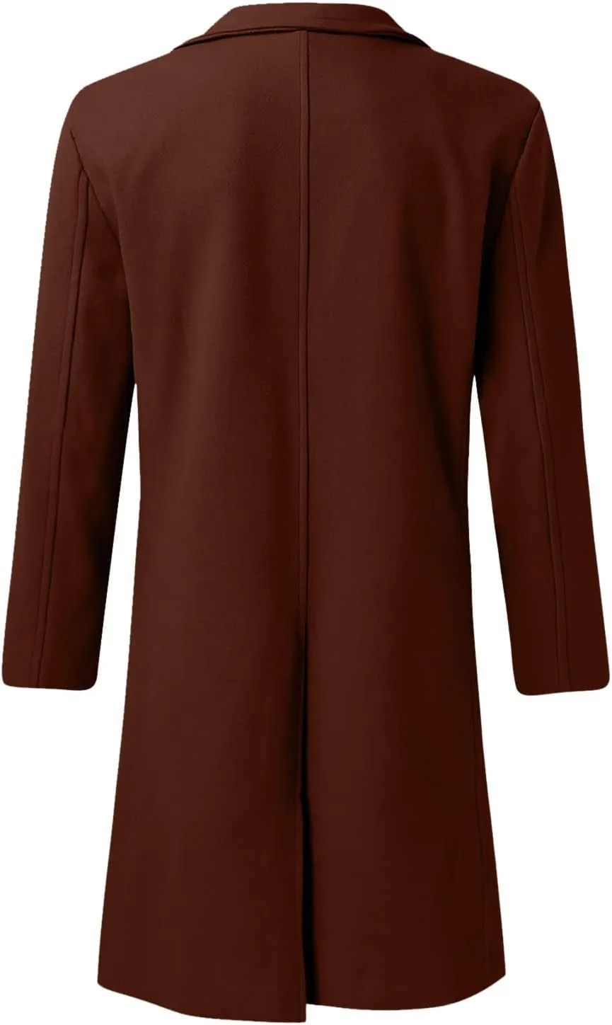Mens Trench Coat Slim Fit Thick Needle Thickened Suit Sweater Windbreaker Long Jacket Windproof Overcoat Trench Coat