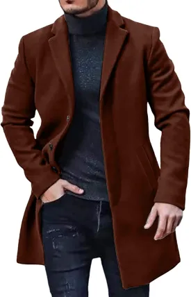 Mens Trench Coat Slim Fit Thick Needle Thickened Suit Sweater Windbreaker Long Jacket Windproof Overcoat Trench Coat