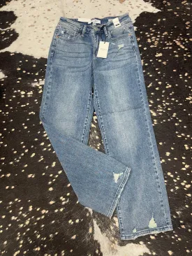 MR Medium Wash Destroy Straight Jeans