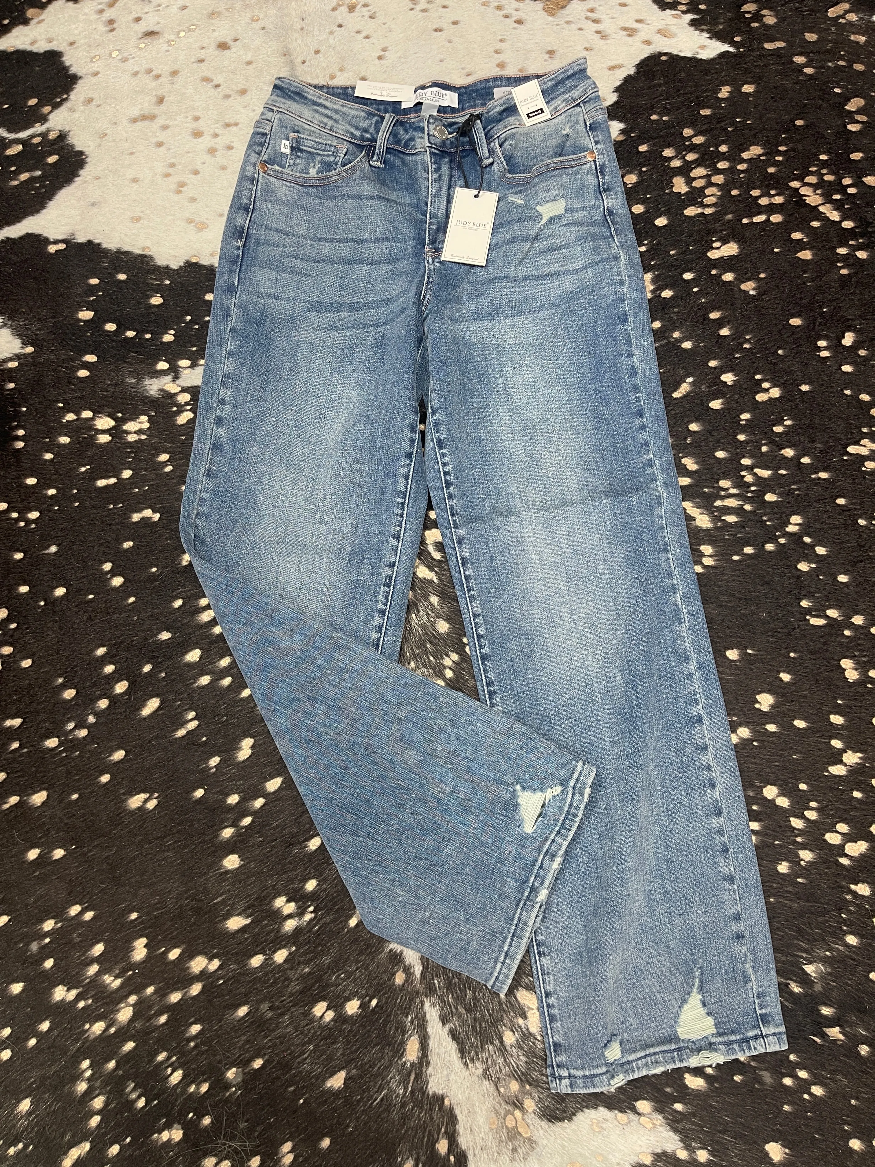 MR Medium Wash Destroy Straight Jeans